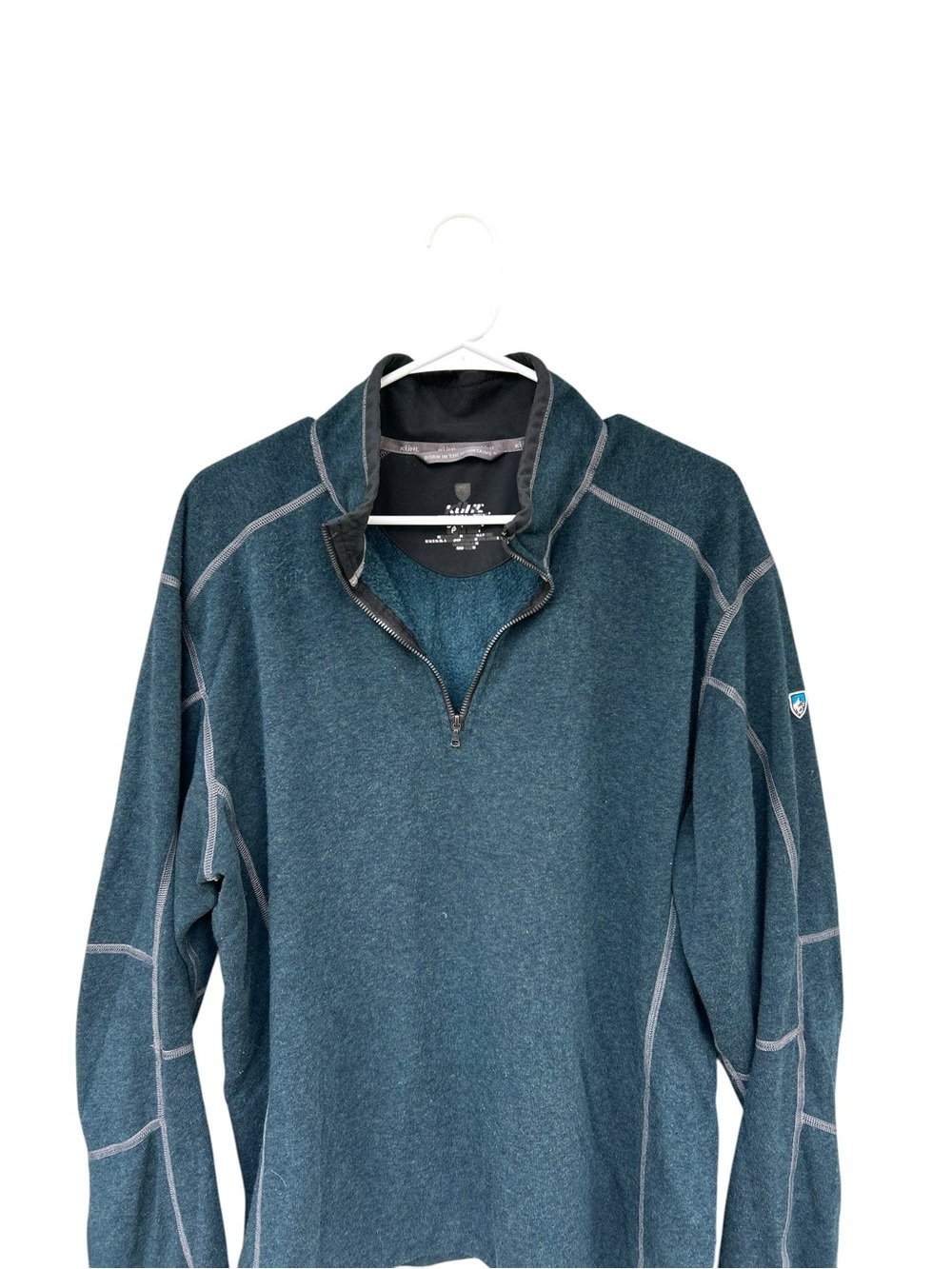 KUHL Men's Quarter-Zip Fleece Pullover Sweatshirt - Dark Teal - Size XL - Hiking - Picture 4 of 10
